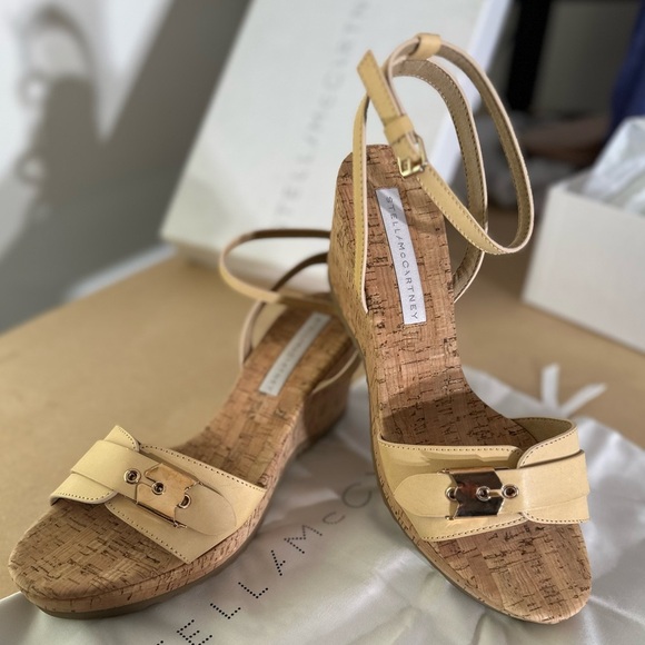 Stella McCartney Shoes - Stella McCartney cork wedge buckle sandles tan 41